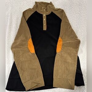 Corduroy Button-Up Pullover with Elbow Patches